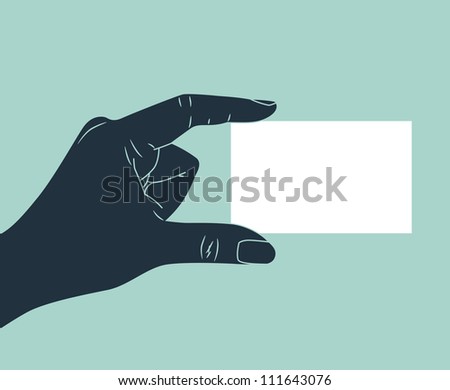 vintage hand silhouette giving blank ID card