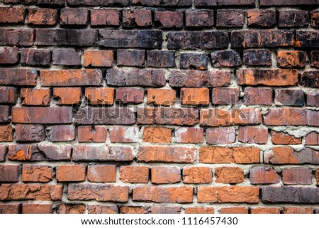 Red brick  old wall  , texture grunge background