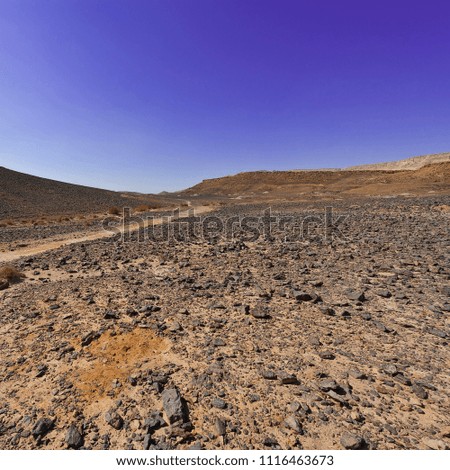 Rocky hills of the Negev Desert in Israel. Breathtaking landscape and nature of the Middle East.