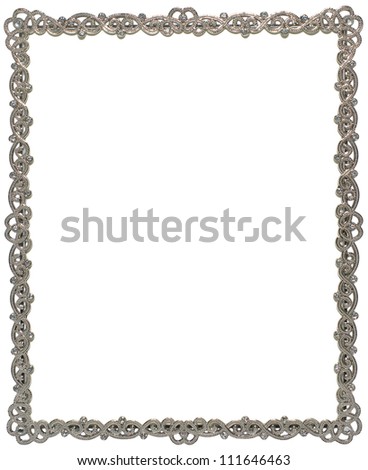 A sparkly silver picture frame, isolated on a white background