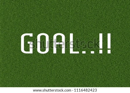 Goal on green grass background