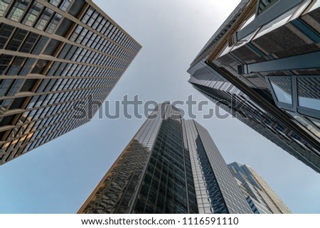 skyscrapers in philadelphia unusual view panorama view angle detail