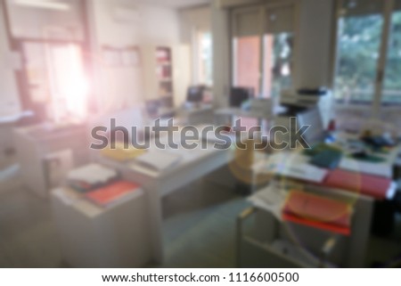 Abstract Background bokeh Interior office blured, shallow depth of focus.