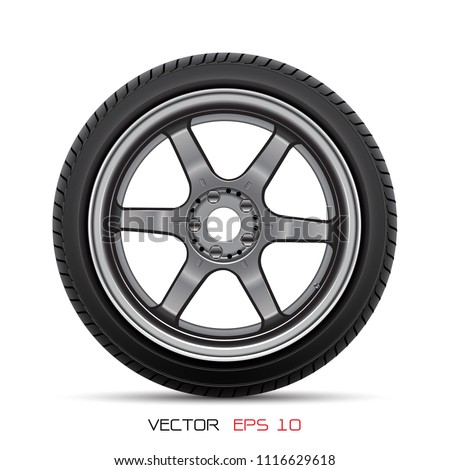 Aluminum wheel car tire style racing on white background vector illustration. Royalty-Free Stock Photo #1116629618