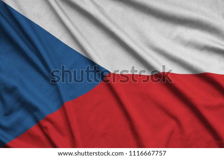 Czech flag  is depicted on a sports cloth fabric with many folds. Sport team banner