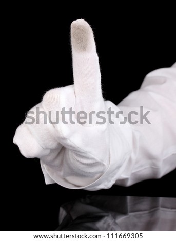 Auditor hand checking cleanliness isolated on black