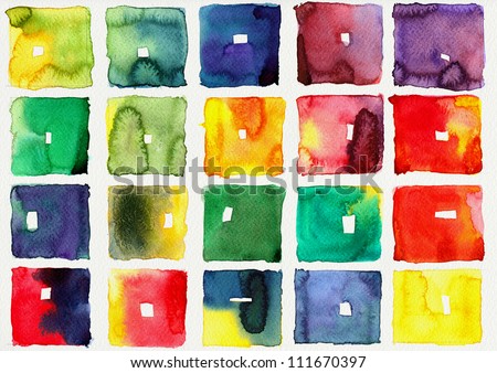 Abstract square watercolor : illustration on paper