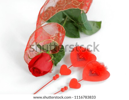 Valentine and red roses on a white background.photo with copy space