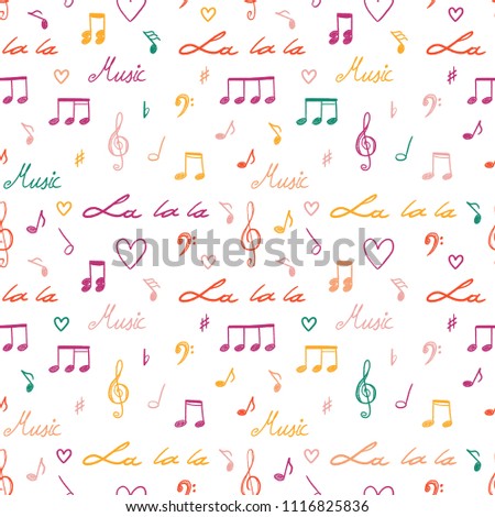 Music notes and clefs seamless pattern - vector musical texture.