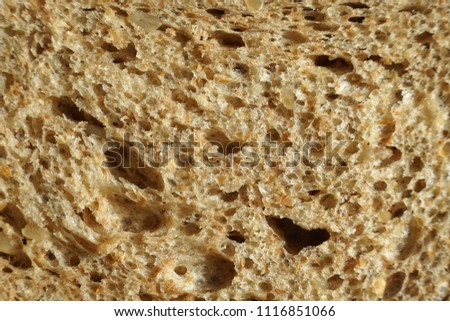 View of the structure of the bread, close up.