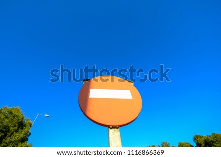 Traffic sign at the entrance of a highway in Catalonia Spain