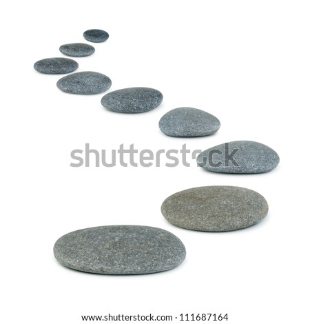 Row pebbles. Sea stones. It is isolated on a white background Royalty-Free Stock Photo #111687164