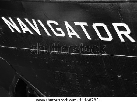 Navigator - white lettering on a black hull