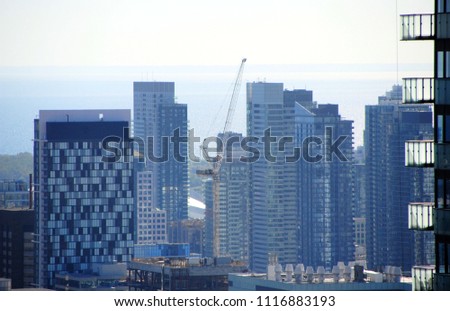 Construction amid condominium towers in Toronto.