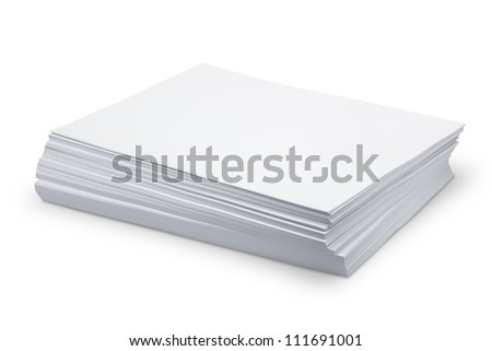 Stack white paper isolated on white background with Clipping Path Royalty-Free Stock Photo #111691001