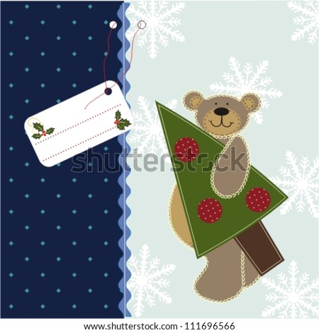 Cute Teddy bear with a Christmas Tree