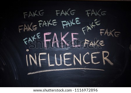 Fake influencer, misleading public profile with fake popularity Royalty-Free Stock Photo #1116972896