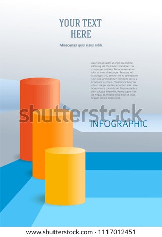 Modern design element style info graphic Cylindrical bar chart, diagram profit. Color cylinder infographics background for report tab in Business booklet your firm. Vector illustration eps 10
