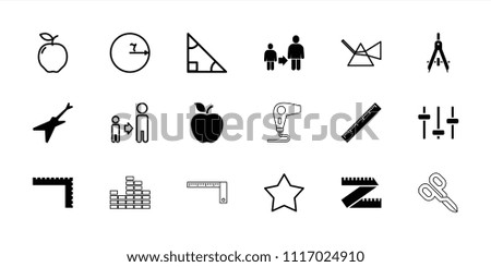 Geometric icon. collection of 18 geometric filled and outline icons such as ruler, apple, son and father, measure ruler, triangle. editable geometric icons for web and mobile.