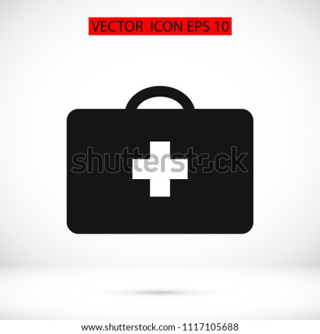 medical bag icon, stock vector illustration flat design style