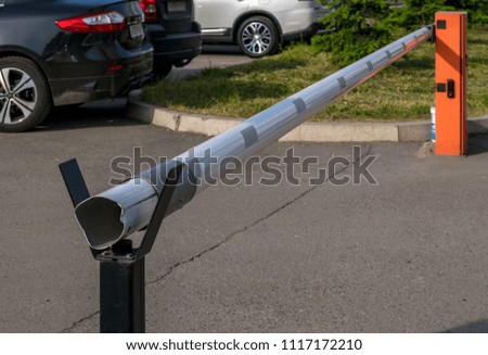 damaged automatic barrier in the Parking lot