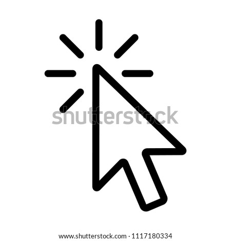 Mouse pointer arrow clicked or cursor click line art icon for apps and websites