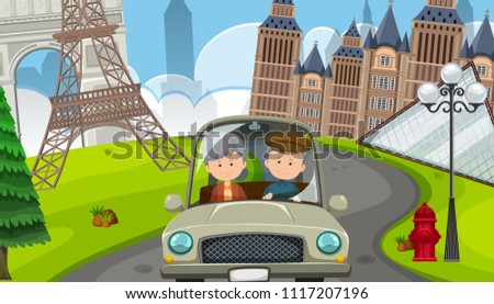 An Old Couple on Europe Trip illustration