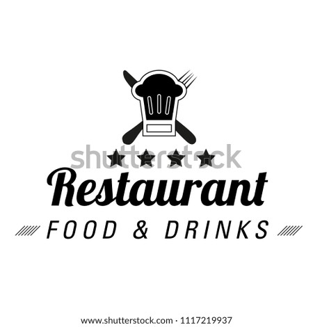 Restaurant Food & Drinks Logo Chef Hat Background Vector Image
