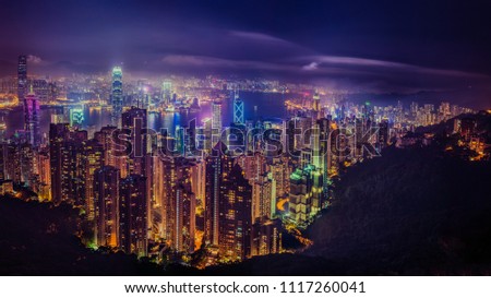 A panoramic view over Hong Kong from Victoria Peak