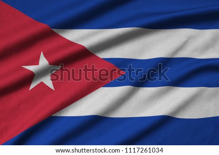 Cuba flag  is depicted on a sports cloth fabric with many folds. Sport team banner
