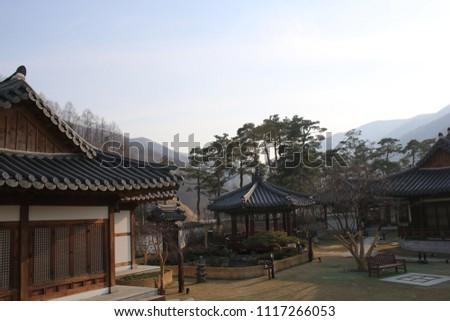 traditional Korean style house, tourist attraction Royalty-Free Stock Photo #1117266053