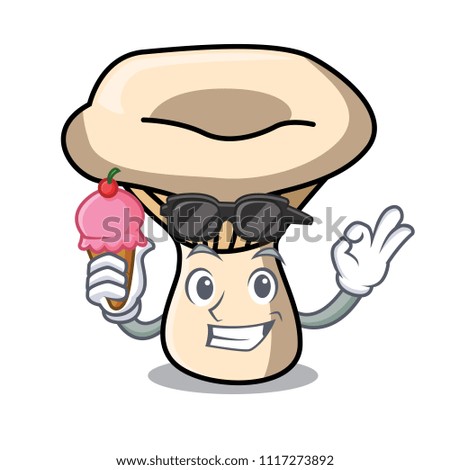 With ice cream milk mushroom character cartoon