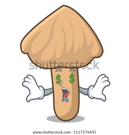 Money eye inocybe mushroom mascot cartoon