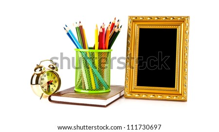 office belongings on a white background