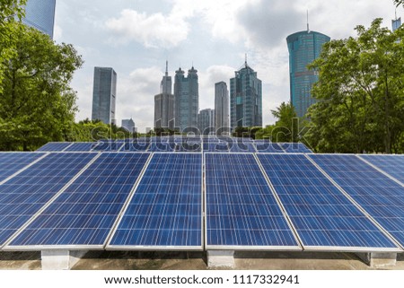 Solar and modern shanghai city skyline