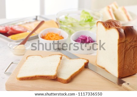 Making a sandwich in the kitchen