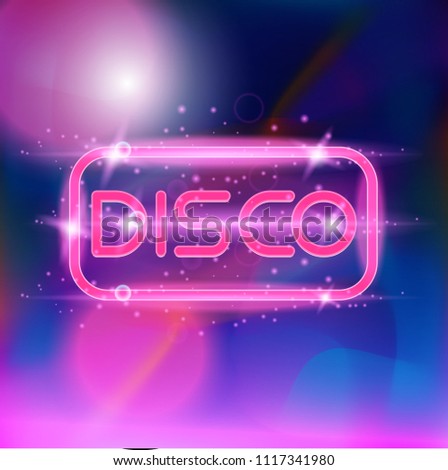 Retro style 80s disco design neon. Landscape with grid of 80s styled retro