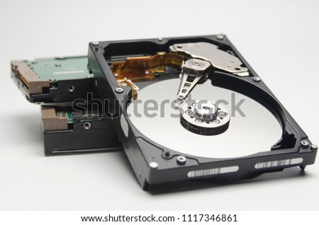 Close up shot, Disassembled hard drive that part of Computer, PC, Notebook