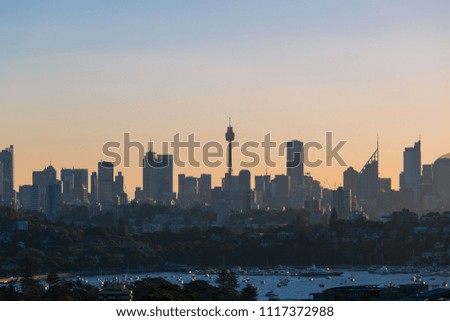 Sydney cityscape skyline with clear sky.