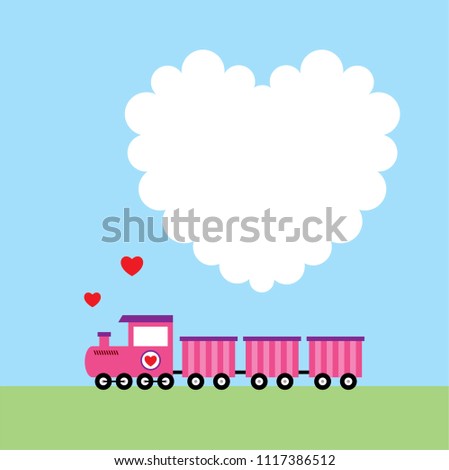 cute train cartoon valentine greeting card vector. cute train love card.