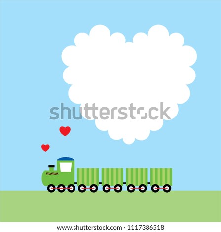 cute train cartoon valentine greeting card vector. cute train love card.
