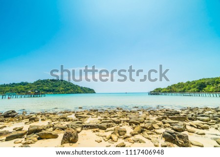 Beautiful tropical beach and sea with coconut palm tree in paradise island for travel and vacation