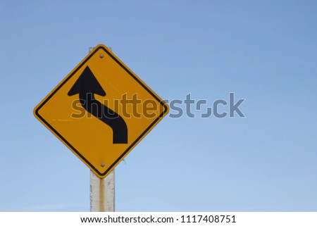 Traffic signs, street signs against with blue sky background . Free copy space for your text and your design. 