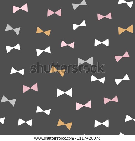 Cute geometric bow tie vector pattern. Abstract simple bows. Modern hipster bow tie seamless background. 