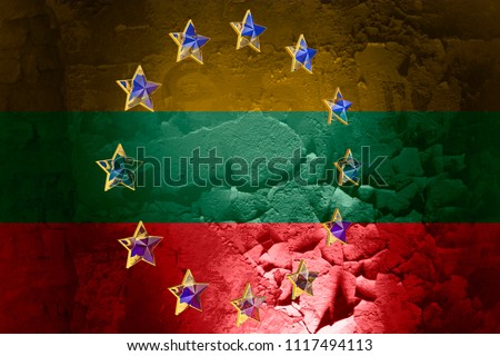 European union flag stars on Lithuanian flag color stripes