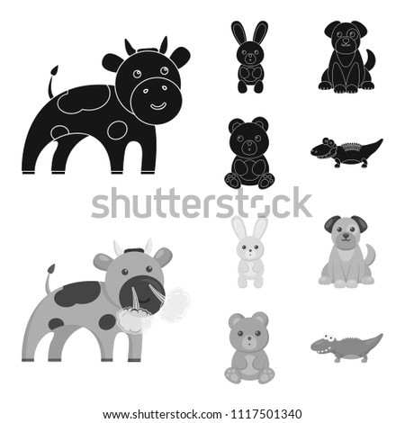 An unrealistic black,monochrome animal icons in set collection for design. Toy animals vector symbol stock web illustration.