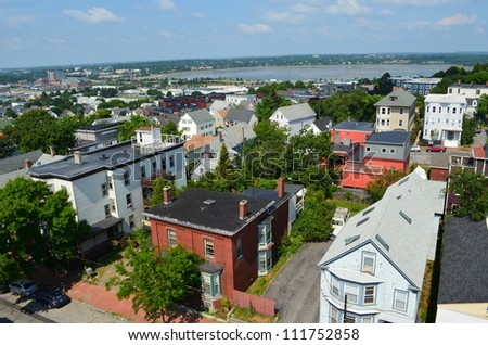 View of Portland Maine from the observatory on Munjoy Hill.