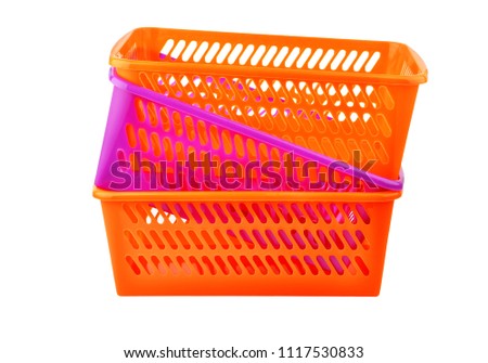 Color plastic basket, isolated on white background