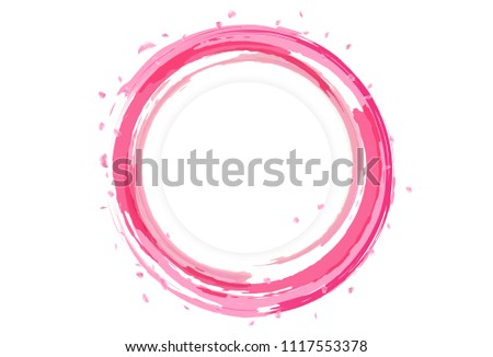 Petals of Sakura scatter design with water splash banner card, logo, watercolor circle ring, ink splatter abstract background vector illustration