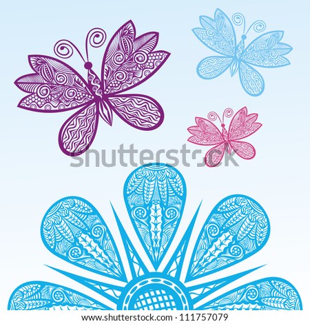 Illustration of butterfly pattern flower